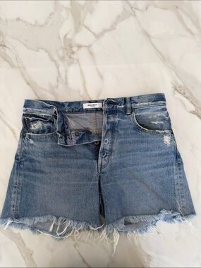 Moussy Light Blue Frayed Hem Denim Shorts